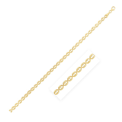 14k Yellow Gold High Polish Textured Puffed Oval Link Bracelet  (3.80 mm) 