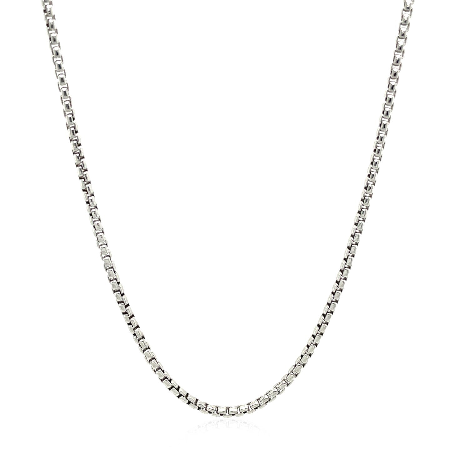 Sterling Silver Rhodium Plated Round Box Chain (1.80 mm) 