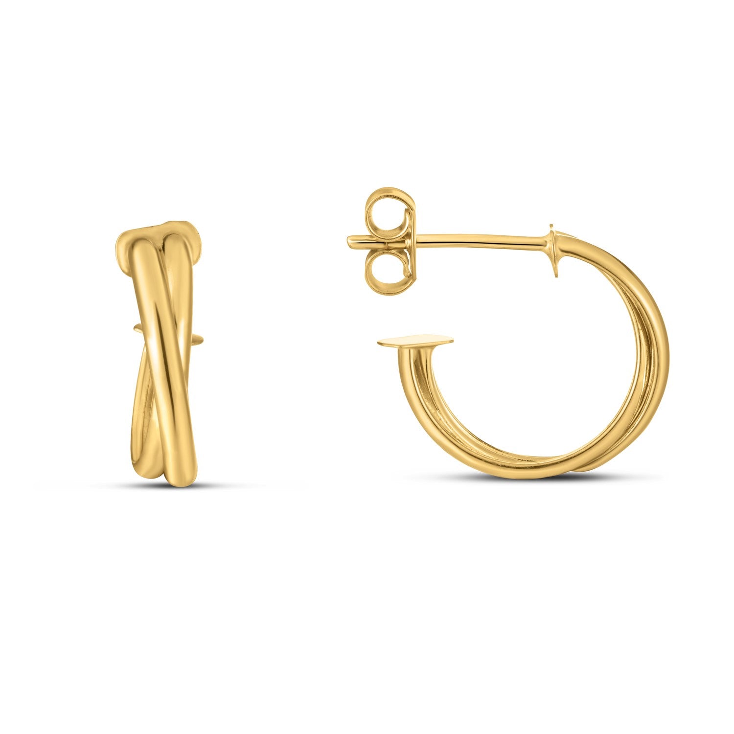 14k Yellow Gold Crossover Hoops 