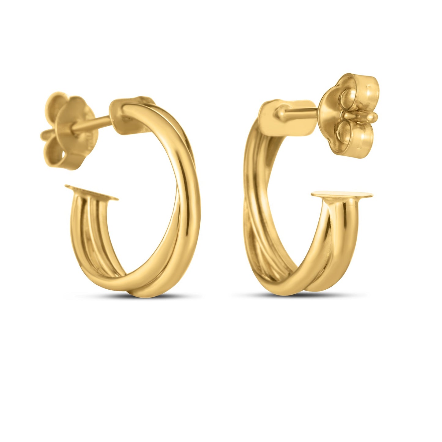 14k Yellow Gold Crossover Hoops 