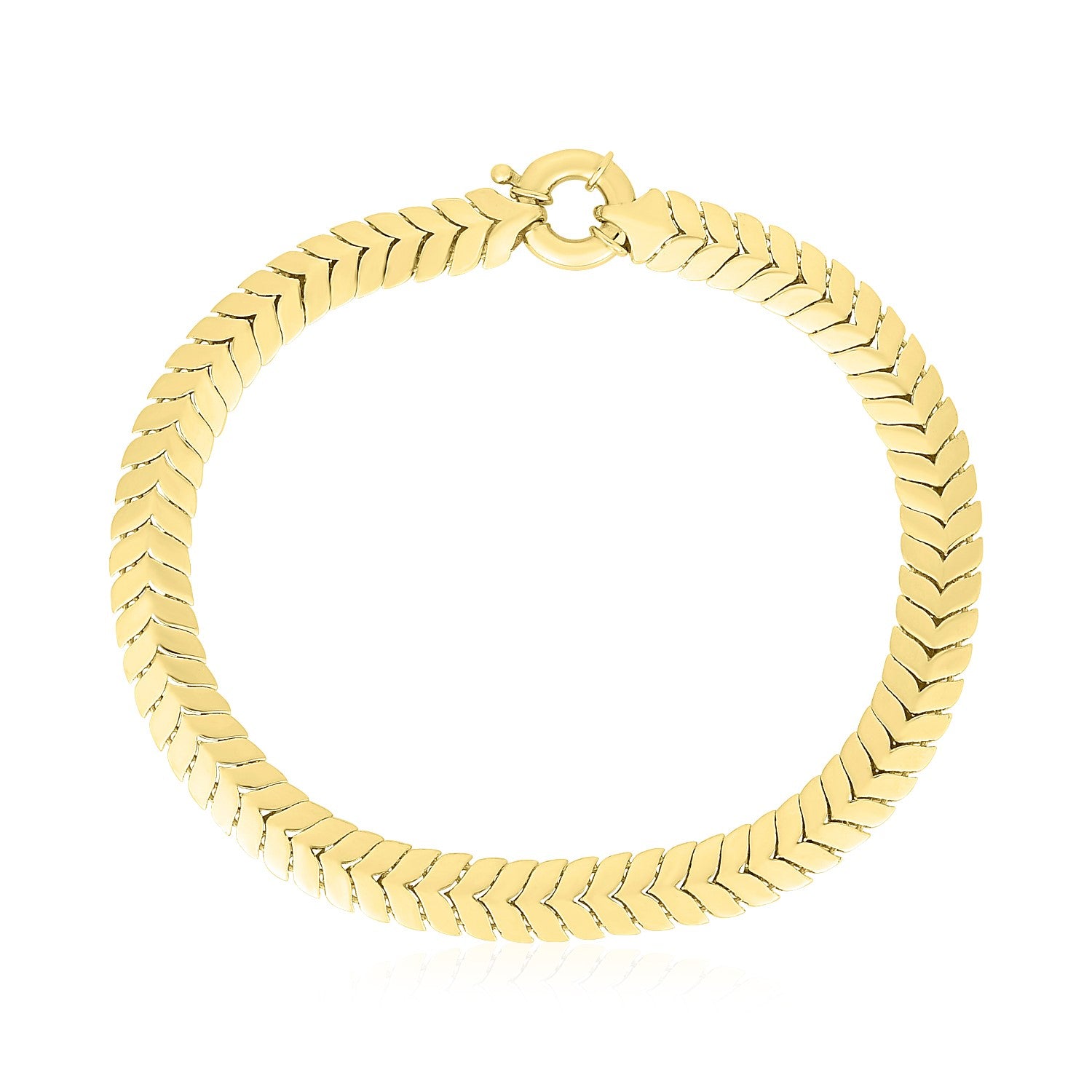 14k Yellow Gold High Polish Chevron Link Bracelet  (6.00 mm) 