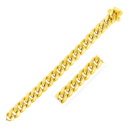 14k Yellow Gold Semi Solid Miami Cuban Bracelet (10.70 mm) 