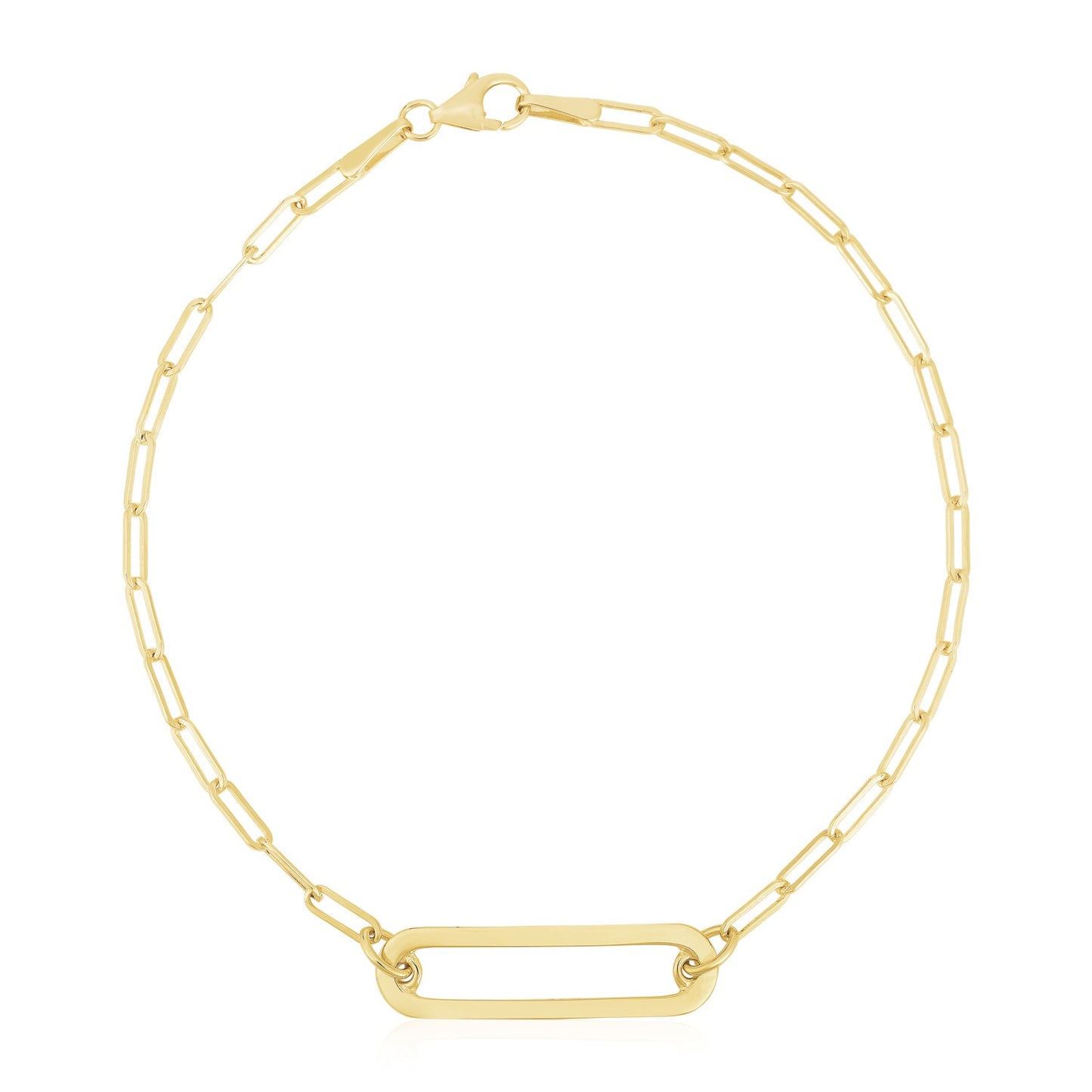 14k Yellow Gold High Polish Open Straight Paperclip Bracelet (2.10 mm) 