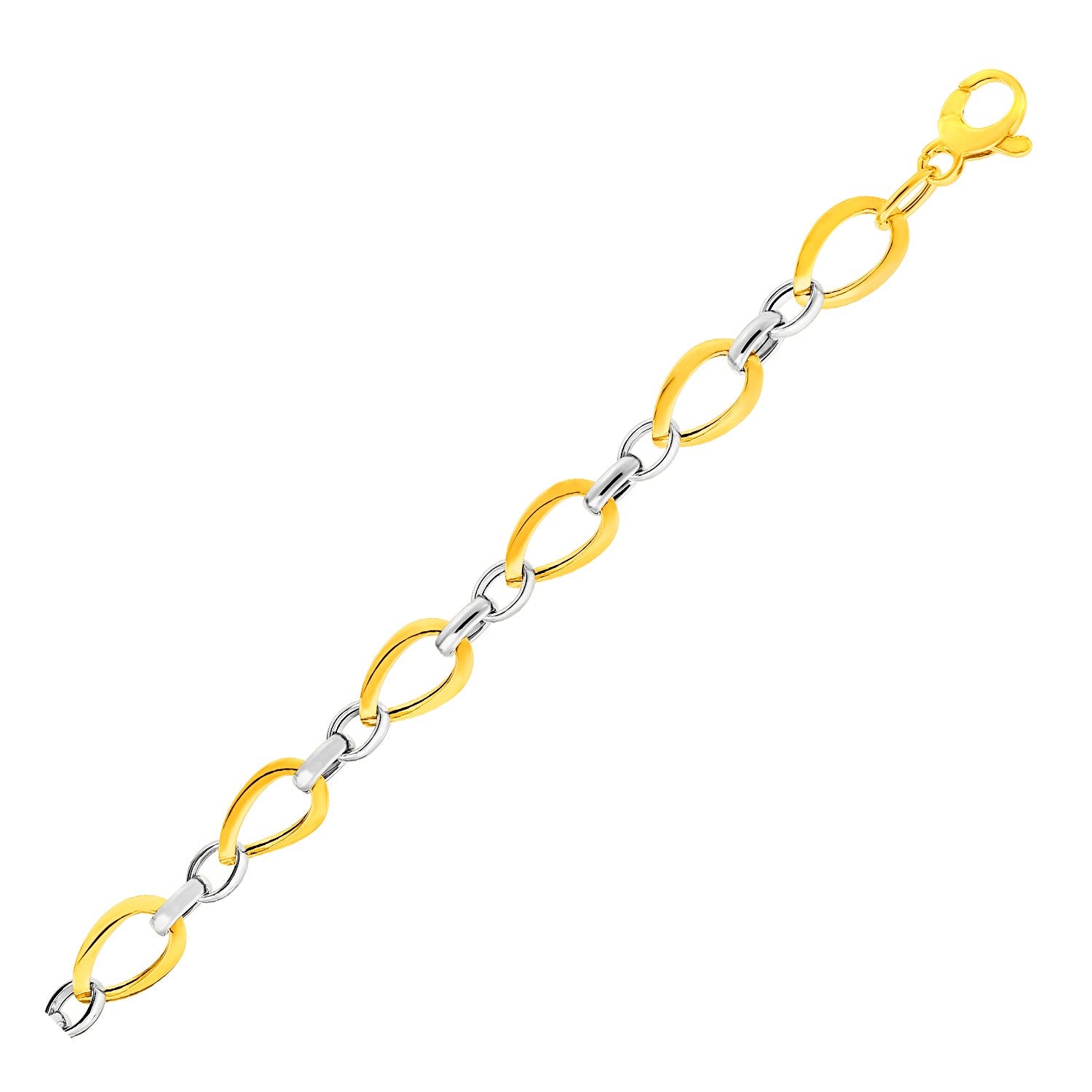 Twisted Oval Chain Bracelet in 14k Two Tone Gold (7.40 mm) 