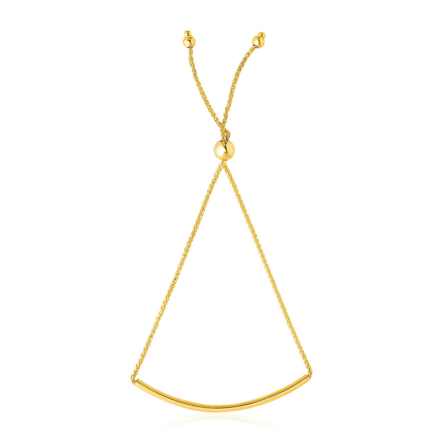 14k Yellow Gold Smooth Curved Bar Lariat Design Bracelet (0.80 mm) 