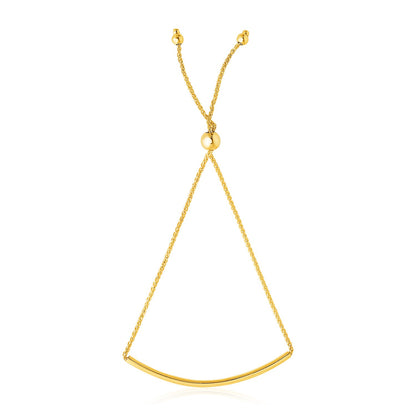 14k Yellow Gold Smooth Curved Bar Lariat Design Bracelet (0.80 mm) 