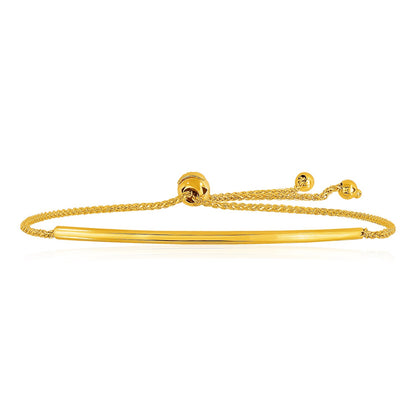 14k Yellow Gold Smooth Curved Bar Lariat Design Bracelet (0.80 mm) 