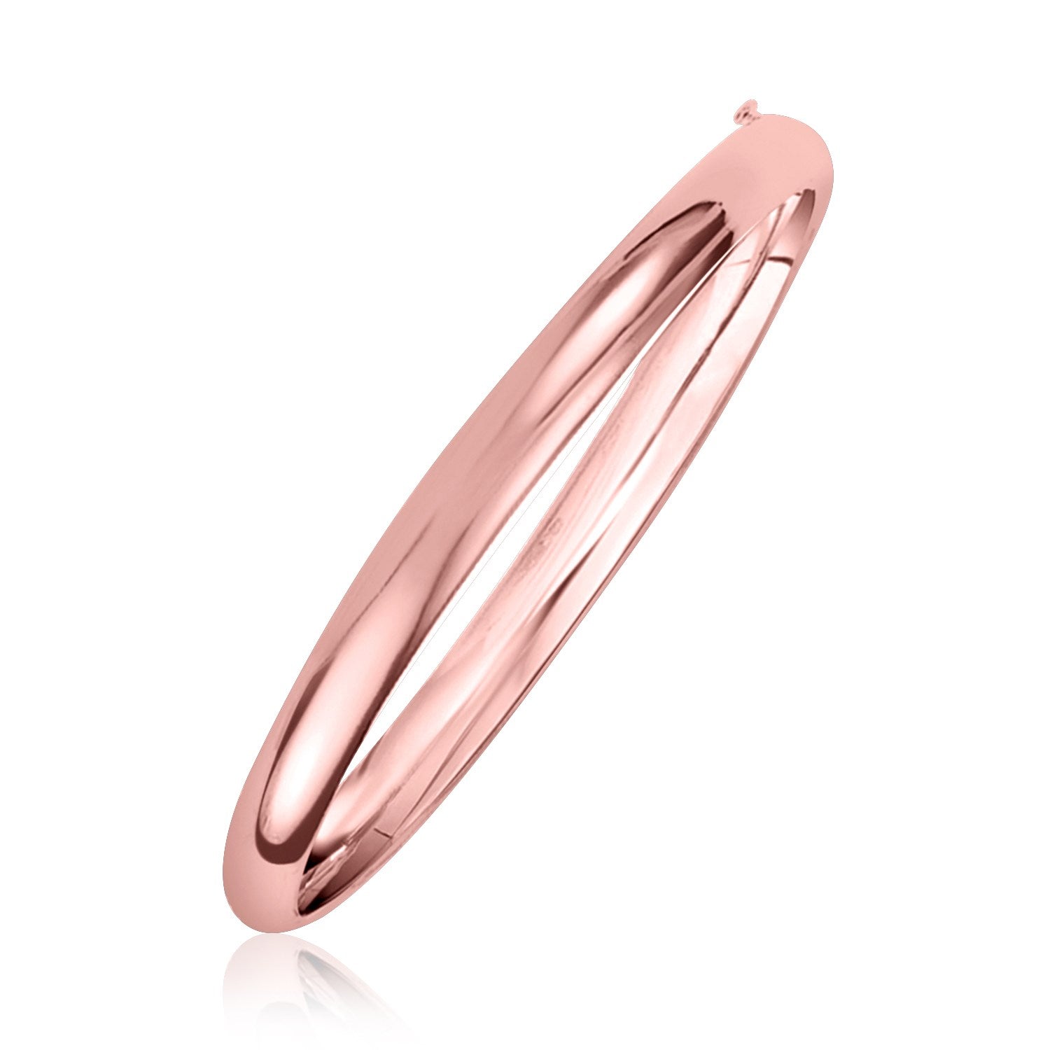 14k Rose Gold Fancy Shiny Dome Bangle (5.00 mm) 