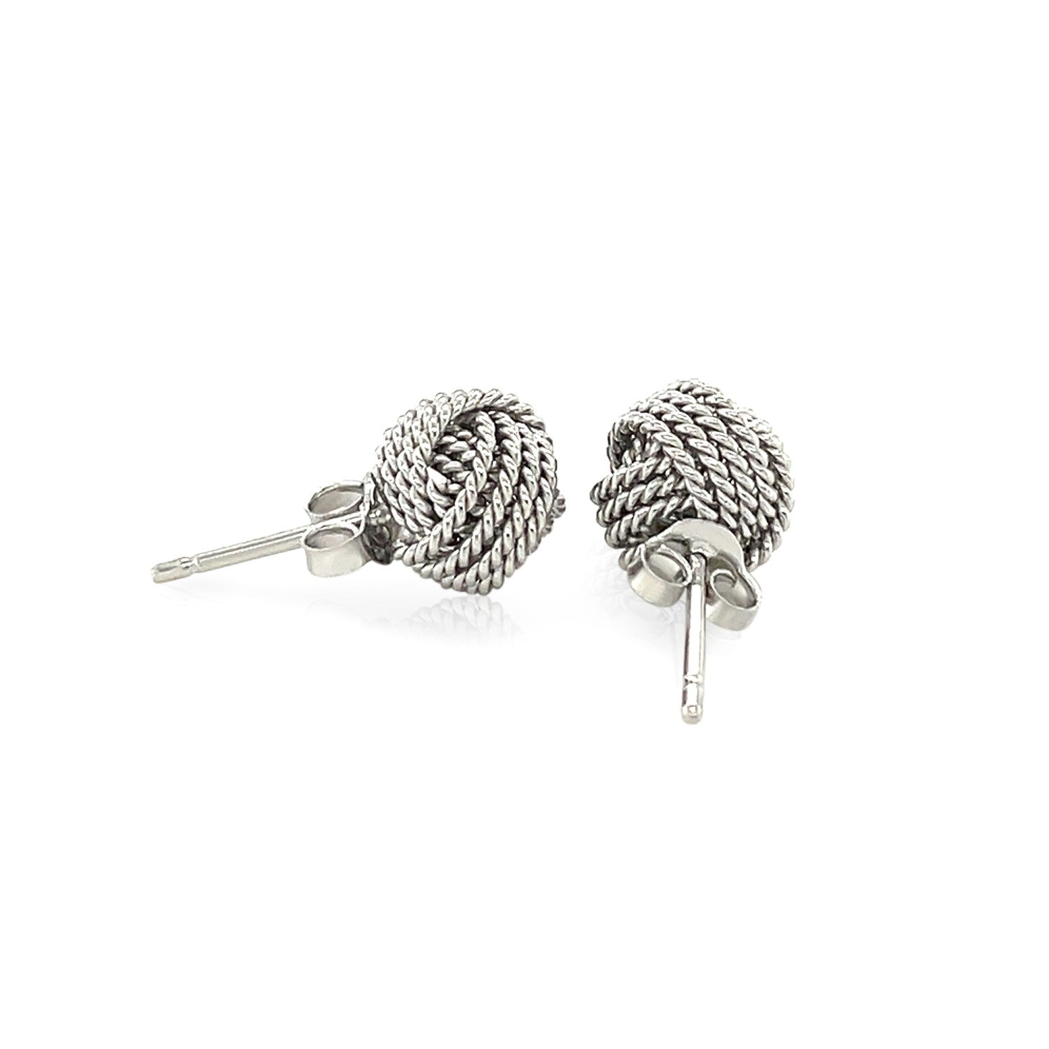 Sterling Silver Textured Love Knot Stud Style Earrings(9mm) 