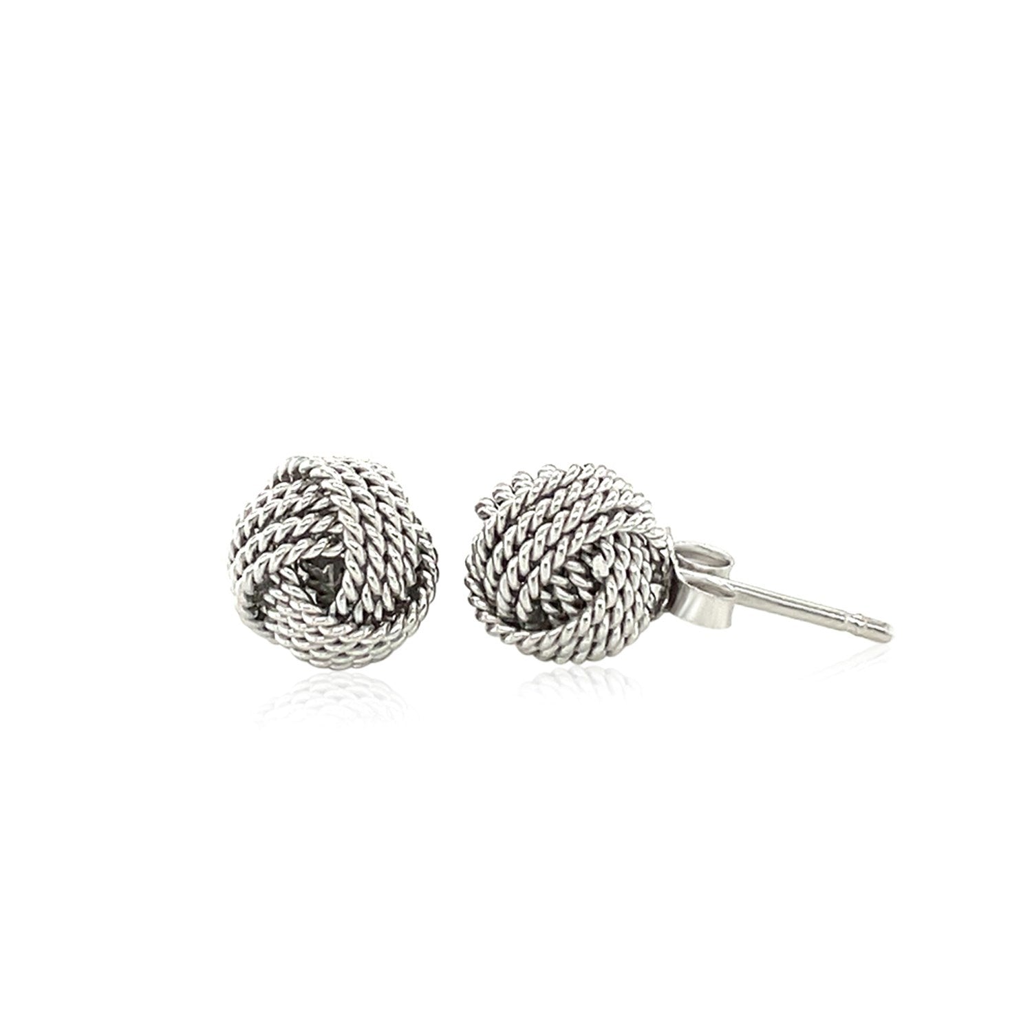 Sterling Silver Textured Love Knot Stud Style Earrings(9mm) 