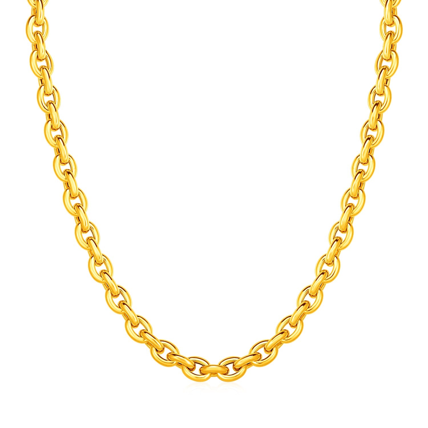 14k Yellow Gold Polished Oval Link Necklace 