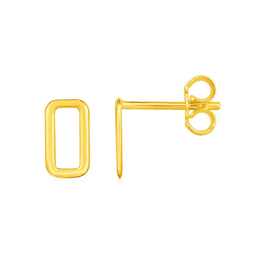 14k Yellow Gold Post Earrings with Open Rectangles 