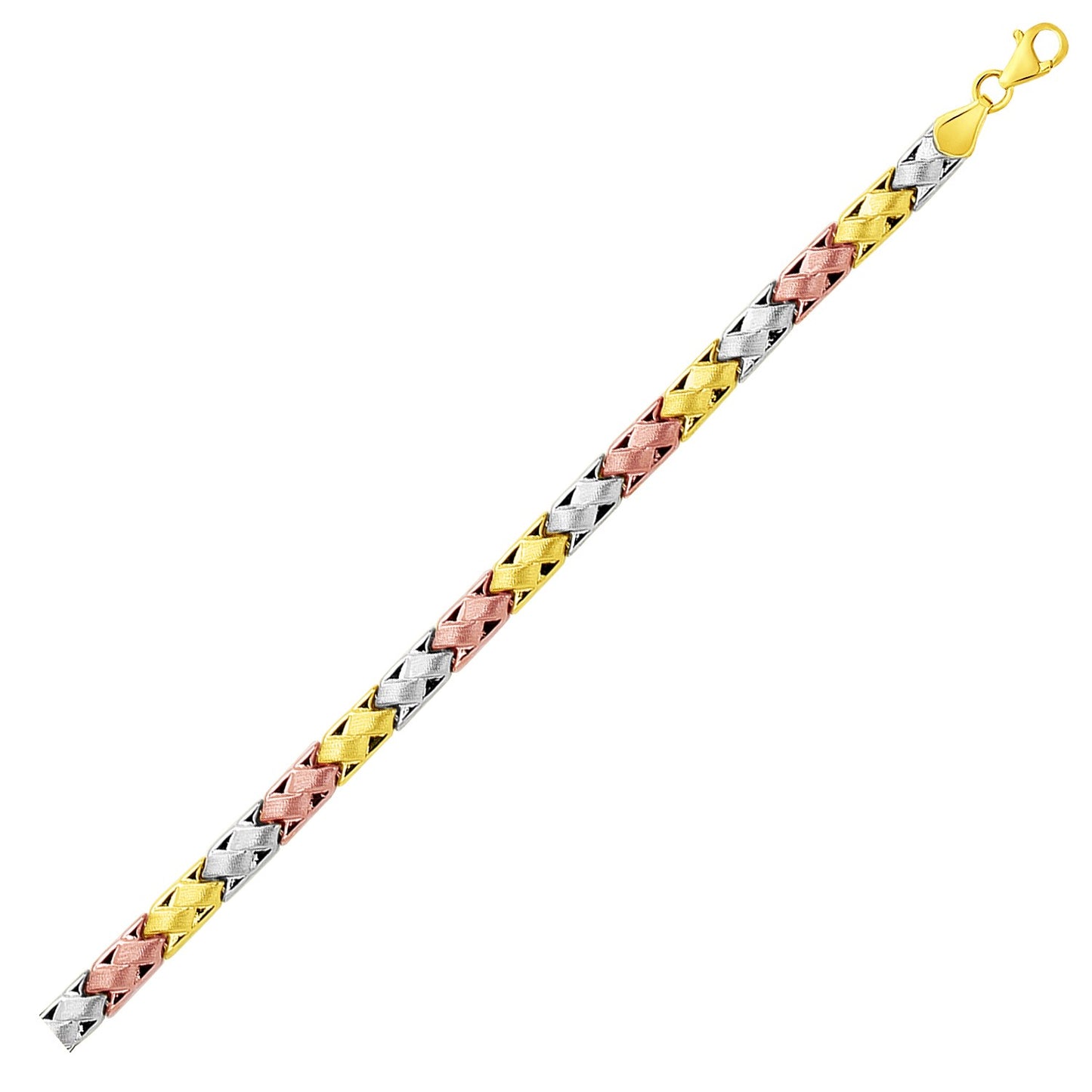 14k Tri-Color Gold Weave Design Bracelet (6.35 mm) 