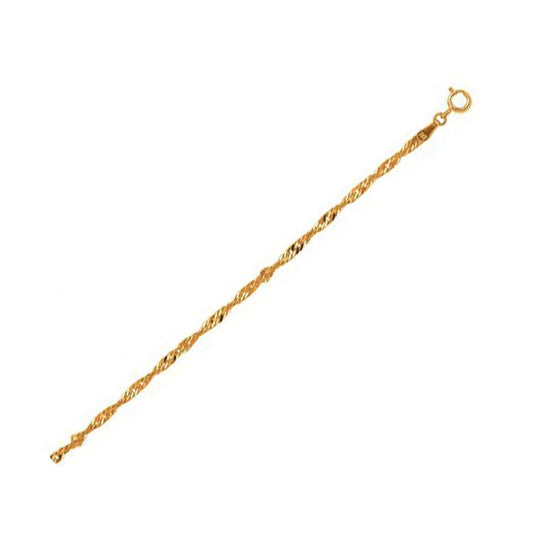 10k Yellow Gold Singapore Bracelet (2.20 mm) 