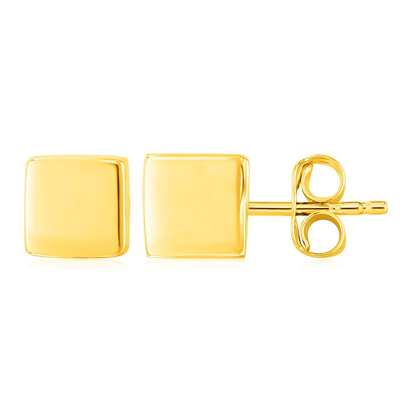 14k Yellow Gold Polished Cube Post Earrings 