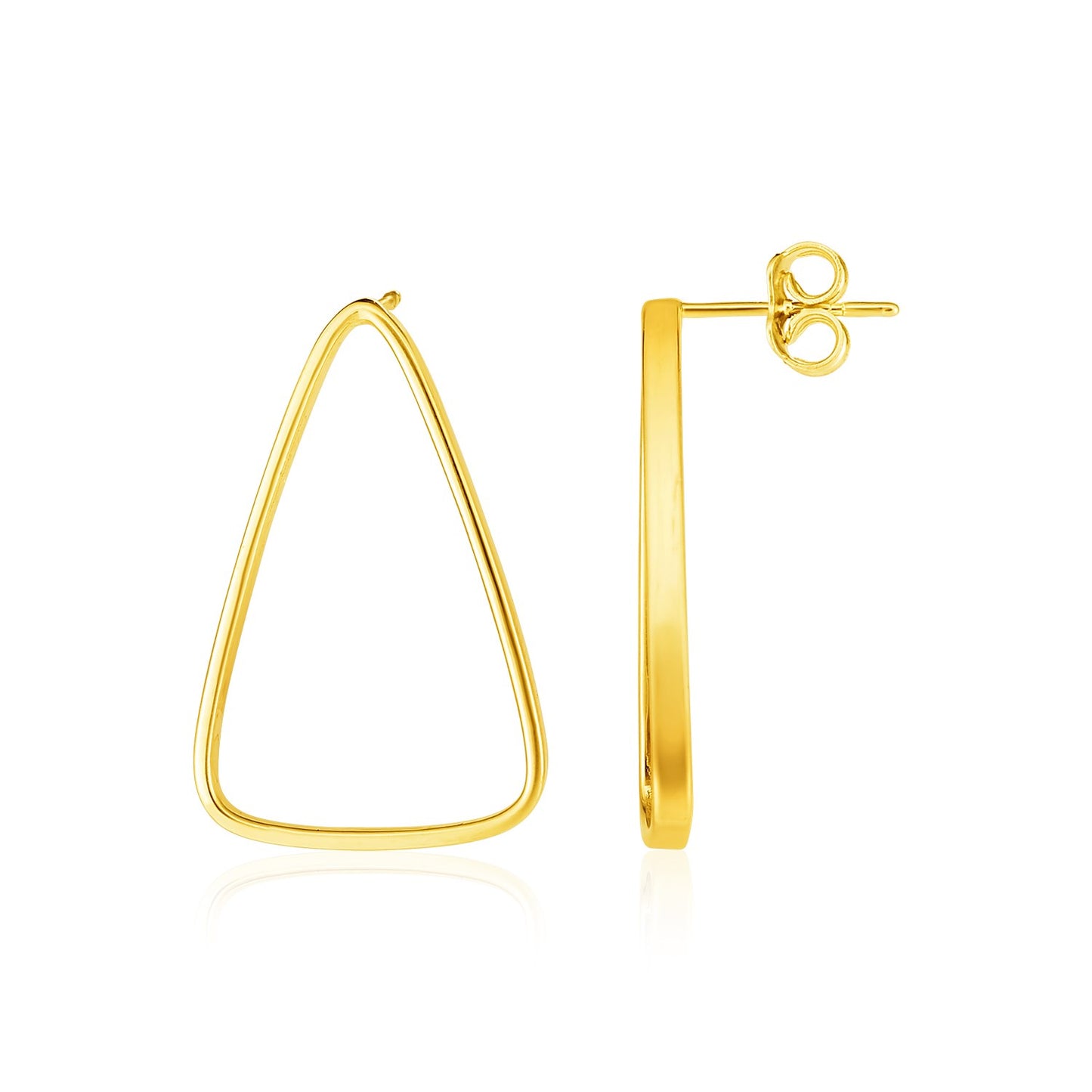 14k Yellow Gold Polished Open Triangle Post Earrings 