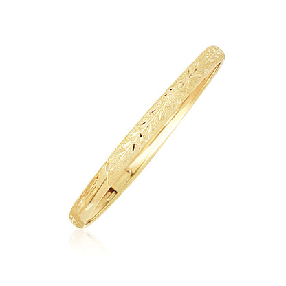 10k Yellow Gold Dome Childrens Diamond Cut Florentine Bangle 