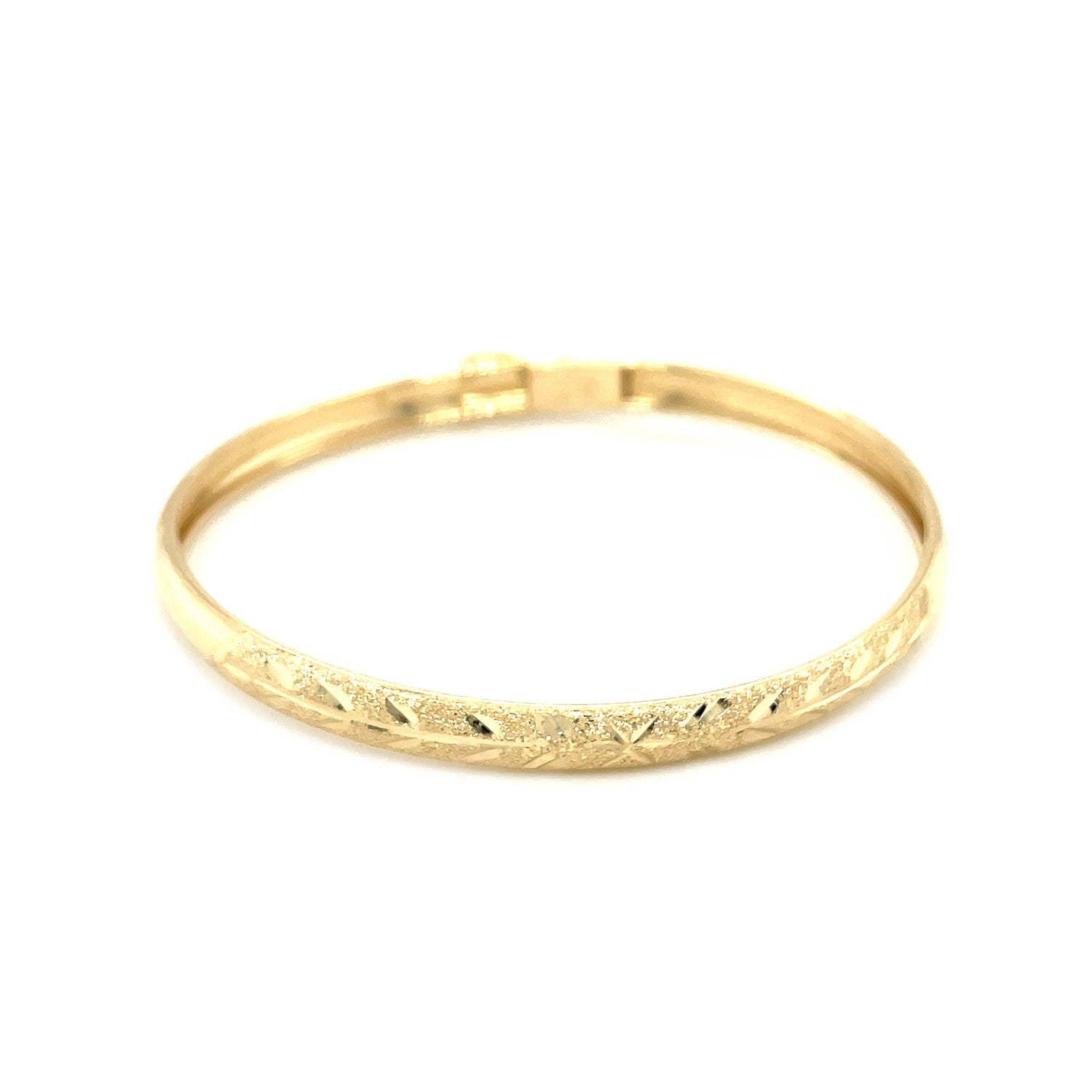 10k Yellow Gold Dome Childrens Diamond Cut Florentine Bangle 