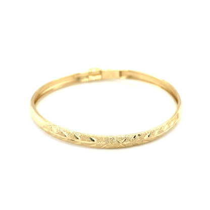 10k Yellow Gold Dome Childrens Diamond Cut Florentine Bangle (4.00 mm) 