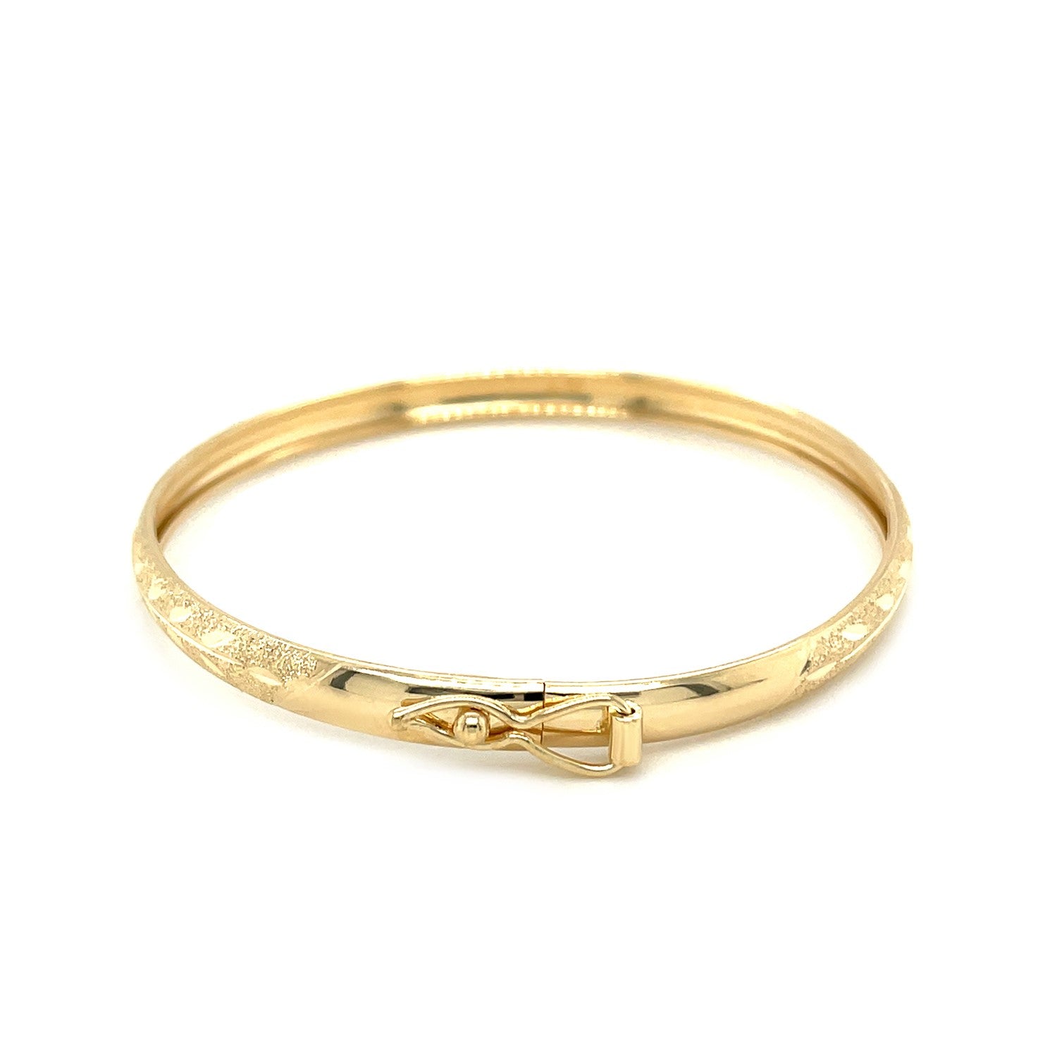 10k Yellow Gold Dome Childrens Diamond Cut Florentine Bangle 