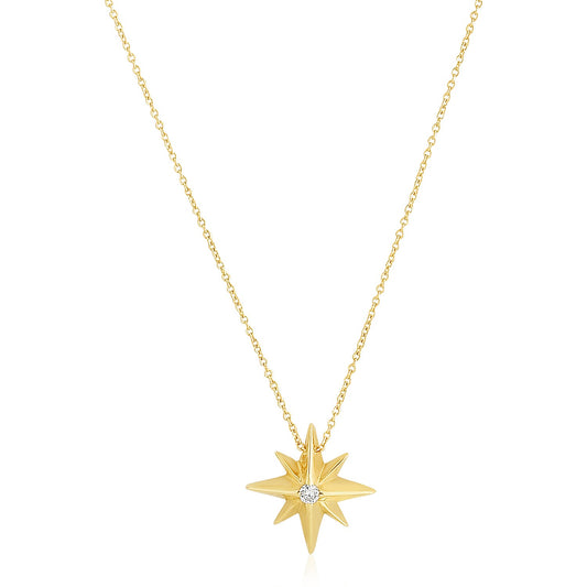 14k Yellow Gold High Polish North Star Necklace 