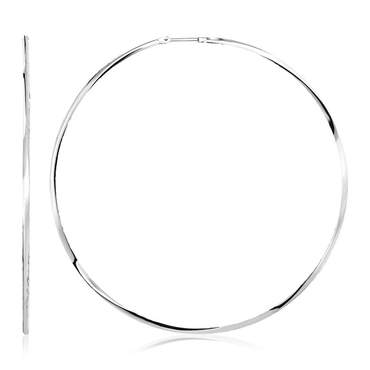 Sterling Silver Large Polished Round Hoop Earrings(70mm) 