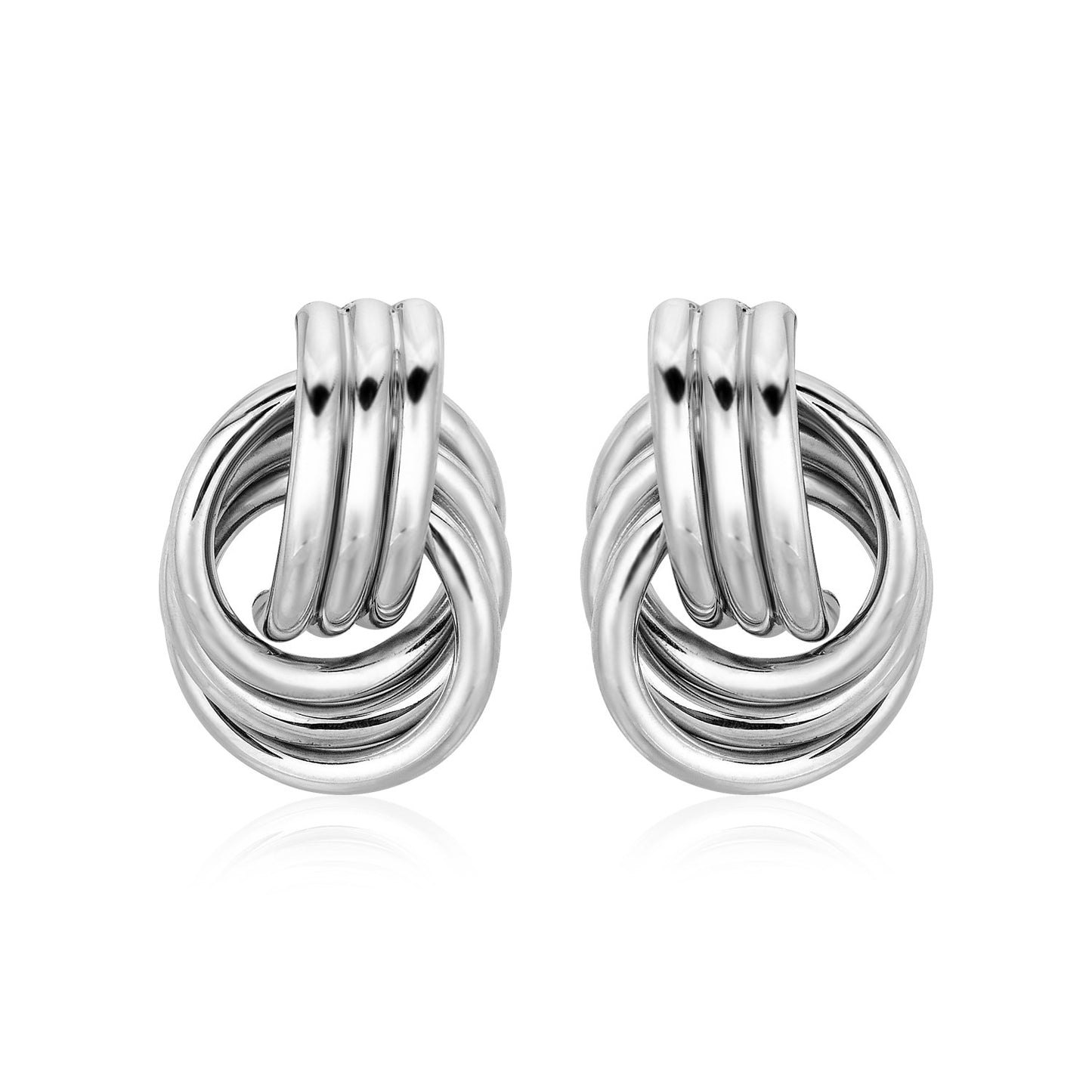 Polished Love Knot Earrings with Interlocking Rings in Sterling Silver(15mm) 