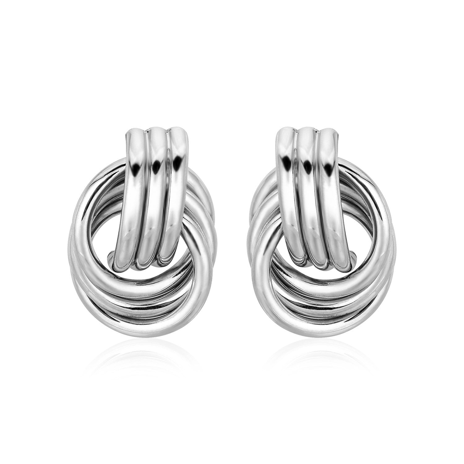 Polished Love Knot Earrings with Interlocking Rings in Sterling Silver(15mm) 