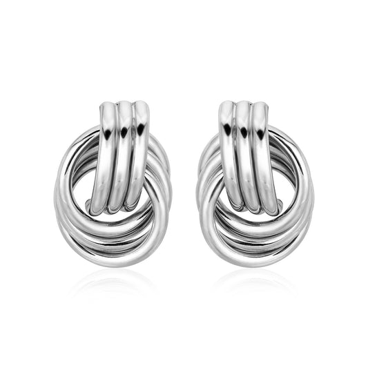 Polished Love Knot Earrings with Interlocking Rings in Sterling Silver(15mm) 