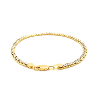 Two-Toned Fine Wheat Chain Bracelet in 10k Yellow and White Gold (3.00 mm) 