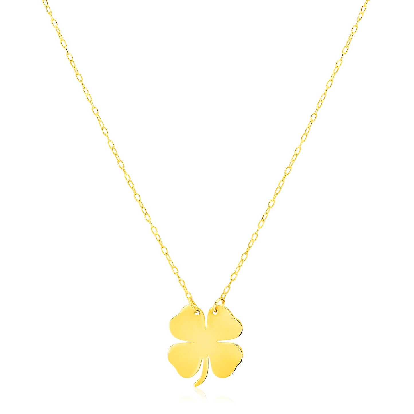 14K Yellow Gold Four Leaf Clover Necklace 