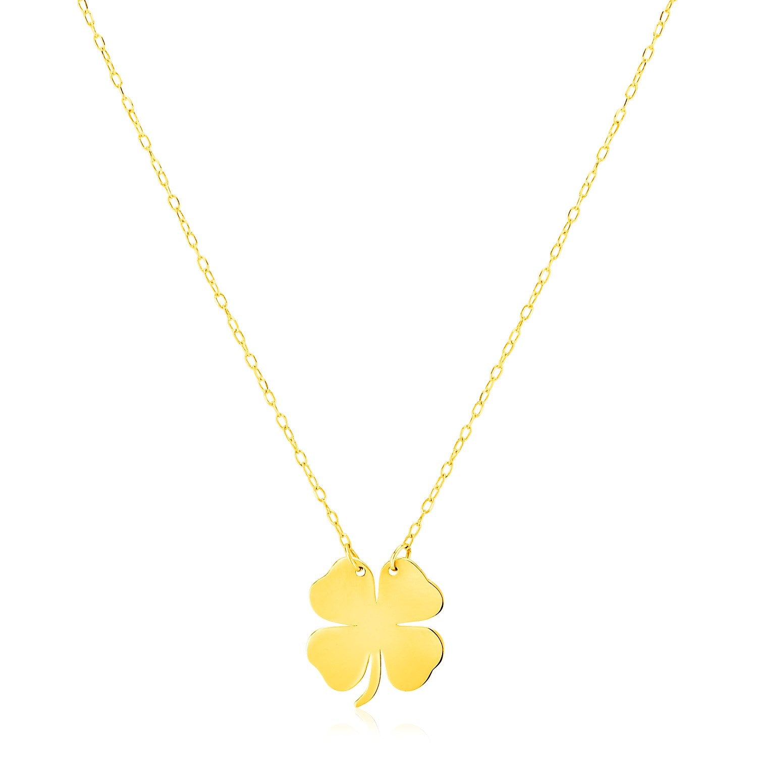 14K Yellow Gold Four Leaf Clover Necklace 