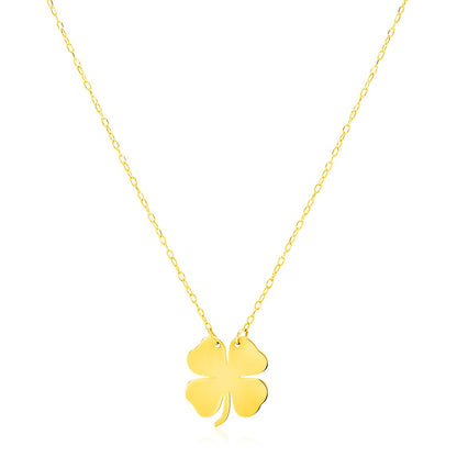 14K Yellow Gold Four Leaf Clover Necklace 