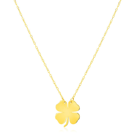 14K Yellow Gold Four Leaf Clover Necklace 