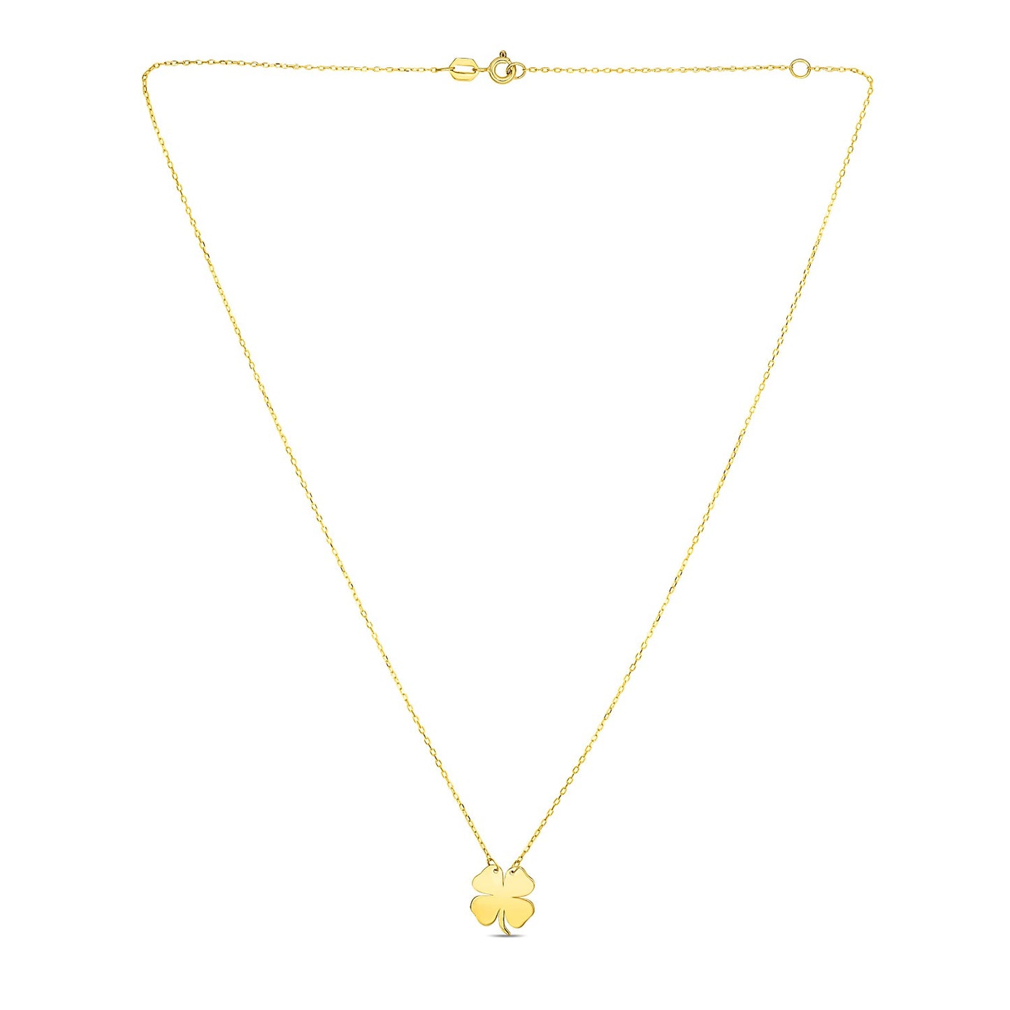 14K Yellow Gold Four Leaf Clover Necklace 