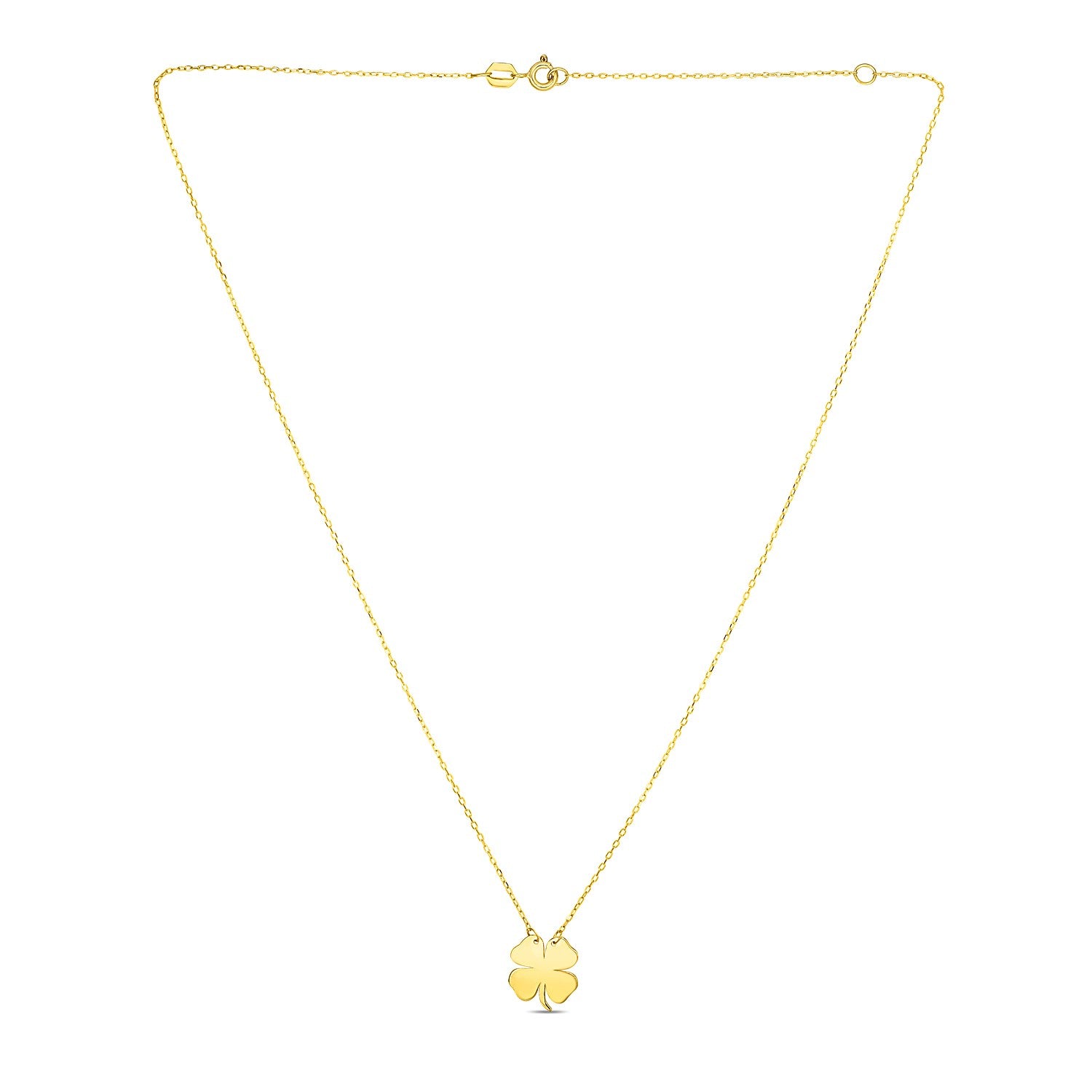 14K Yellow Gold Four Leaf Clover Necklace 