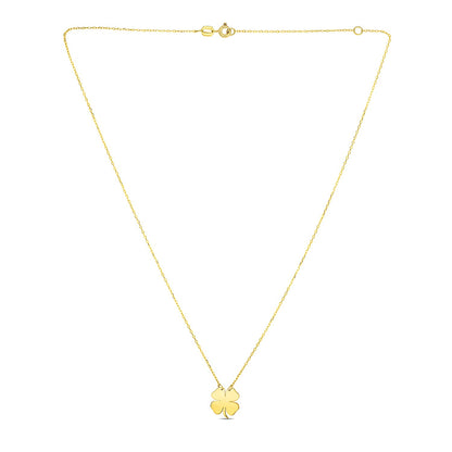 14K Yellow Gold Four Leaf Clover Necklace 