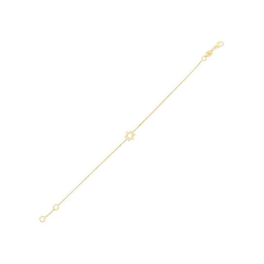 14k Yellow Gold Star of David Bracelet 