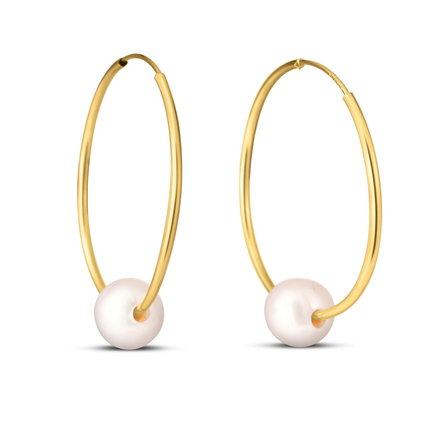 14k Yellow Gold Round Endless Pearl Earring(1x25mm) 