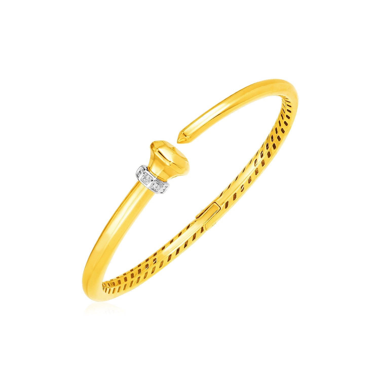 14k Yellow Gold Hinged Bangle Bracelet with Diamonds (3.40 mm) 