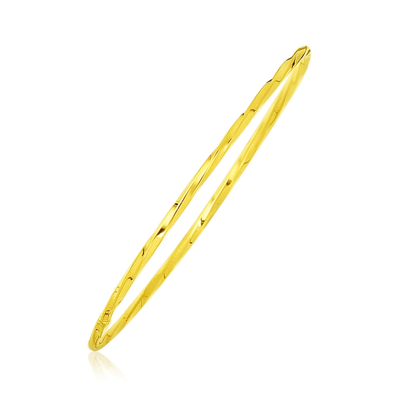 14k Yellow Gold Thin Twisted Shiny Bangle (2.50 mm) 