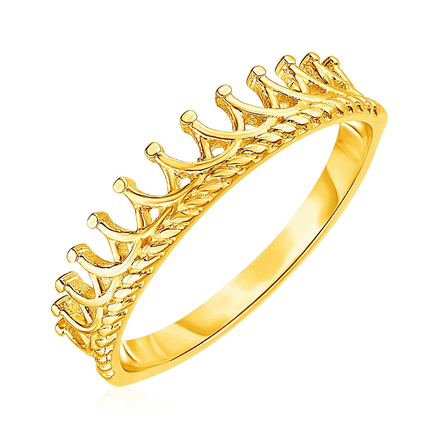 14k Yellow Gold Crown Motif Ring 