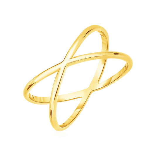 14k Yellow Gold Polished X Profile Ring 