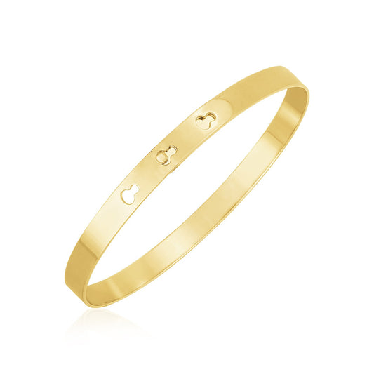 14k Yellow Gold High Polish Keyhole Clasp Bangle (6.00 mm) 