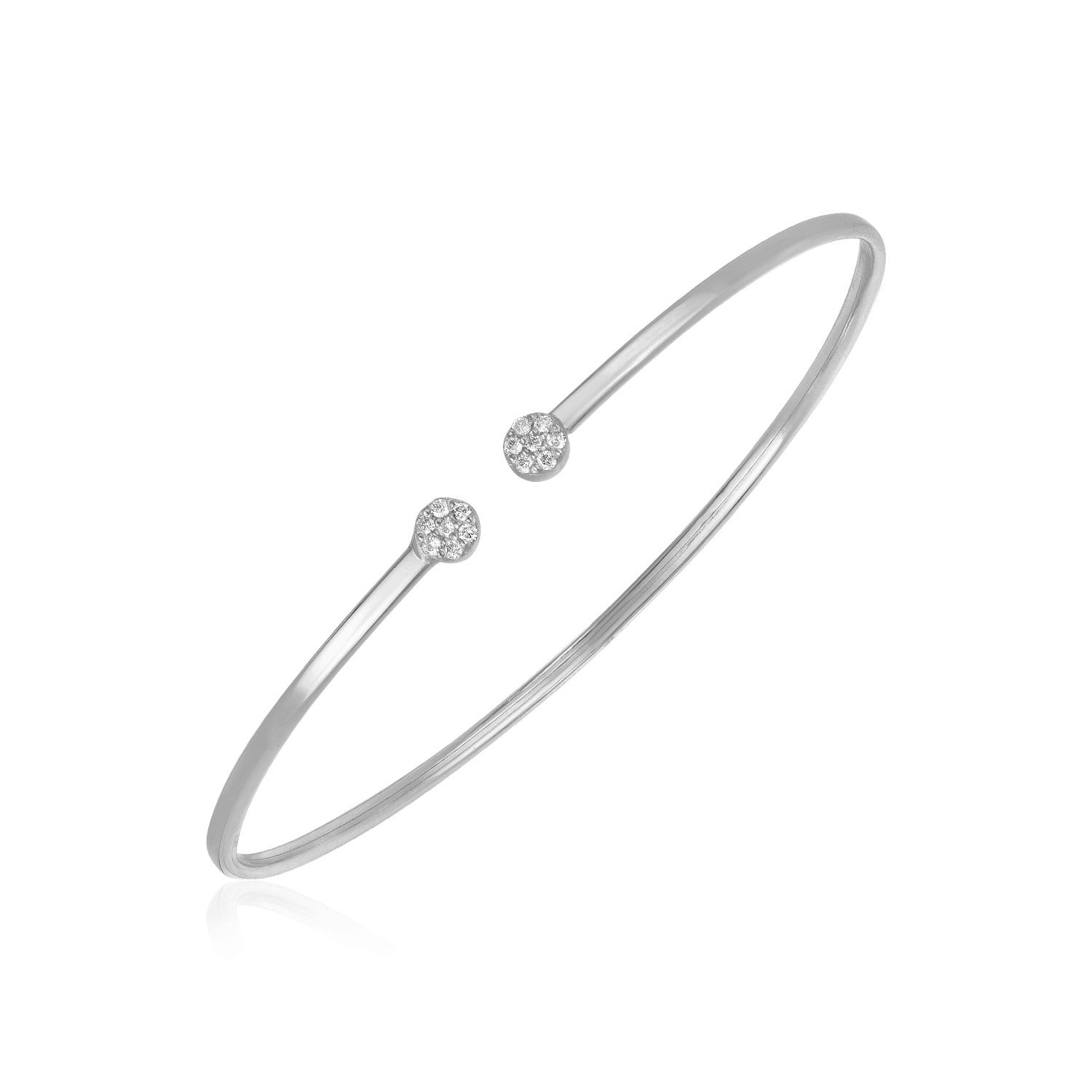 14k White Gold High Polish Diamond Cluster Bangle (2.00 mm) 