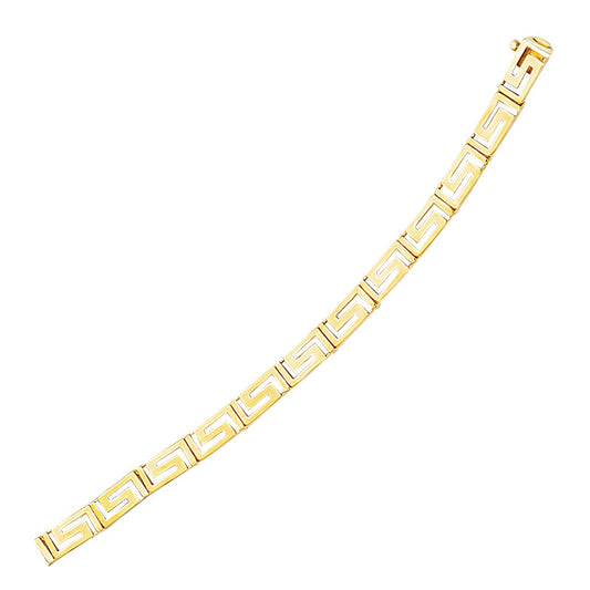 14k Yellow Gold Fancy Greek Key Motif Bracelet (6.35 mm) 