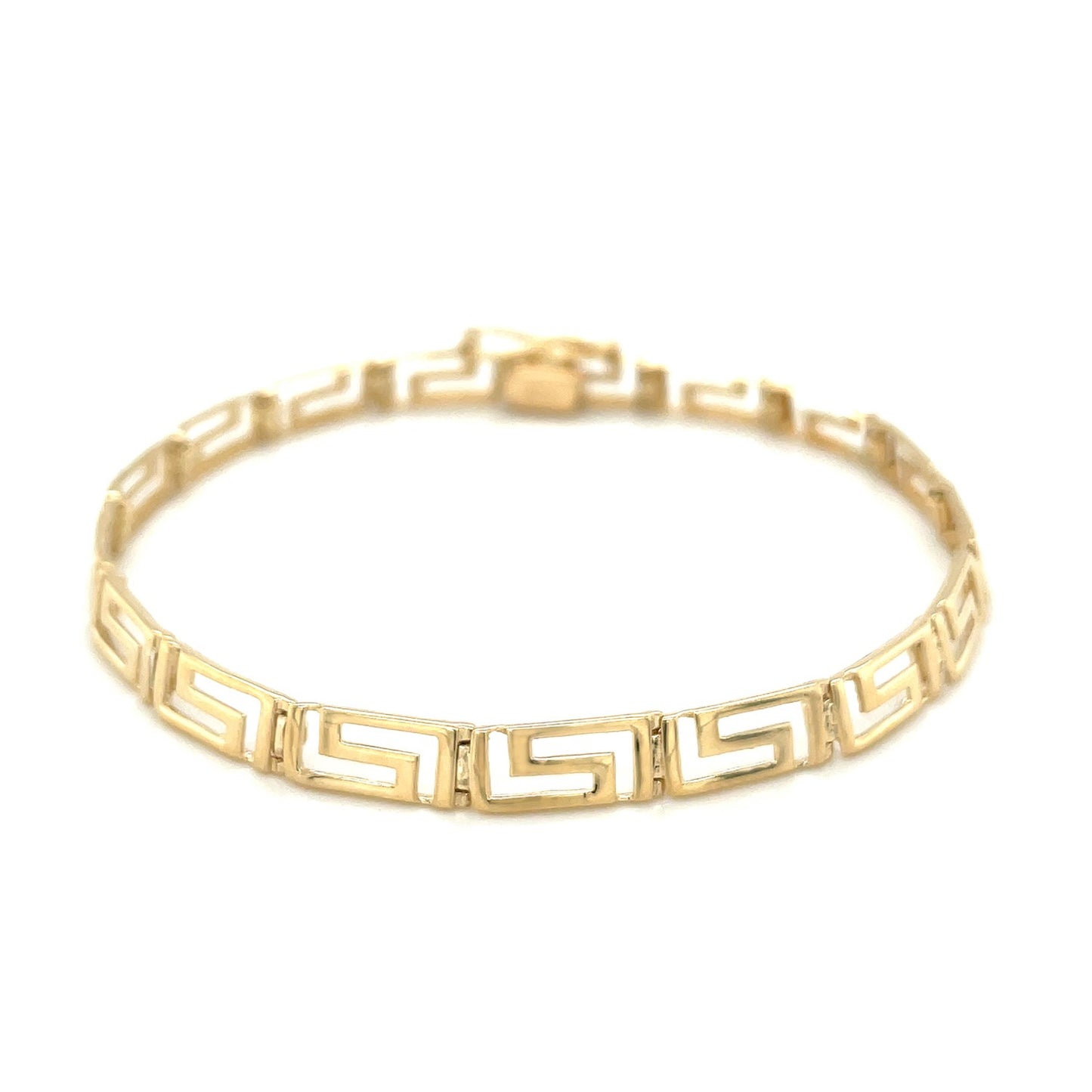 14k Yellow Gold Fancy Greek Key Motif Bracelet (6.35 mm) 