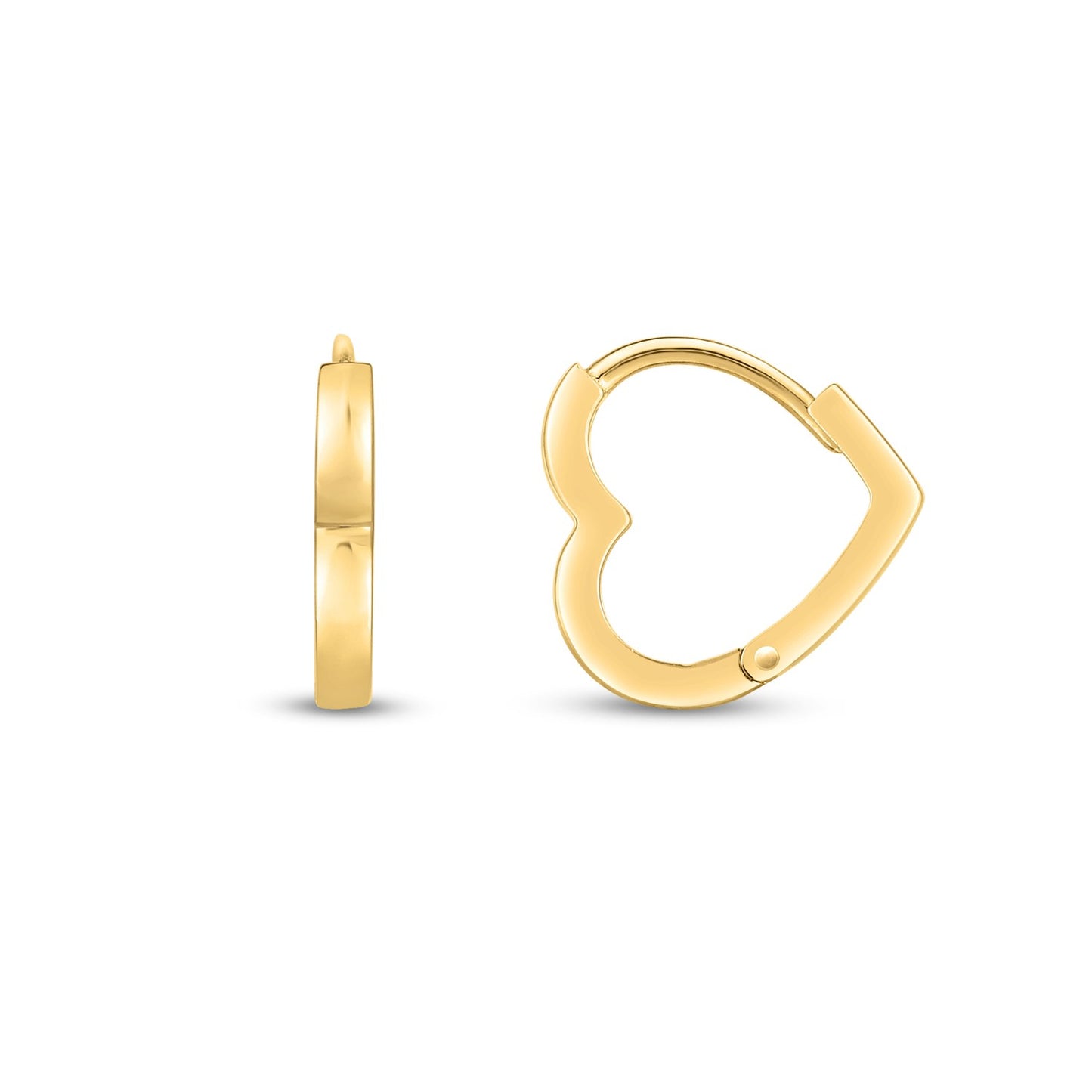 14k Yellow Gold Heart Huggie Hoops 