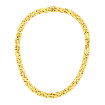 14k Yellow Gold Basket Weave Necklace 