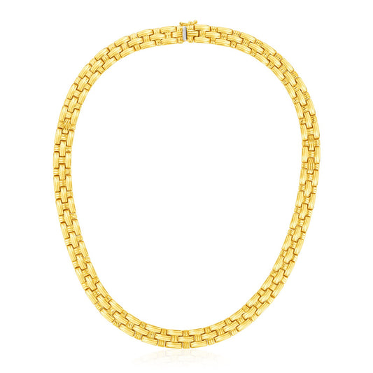 14k Yellow Gold Basket Weave Necklace 